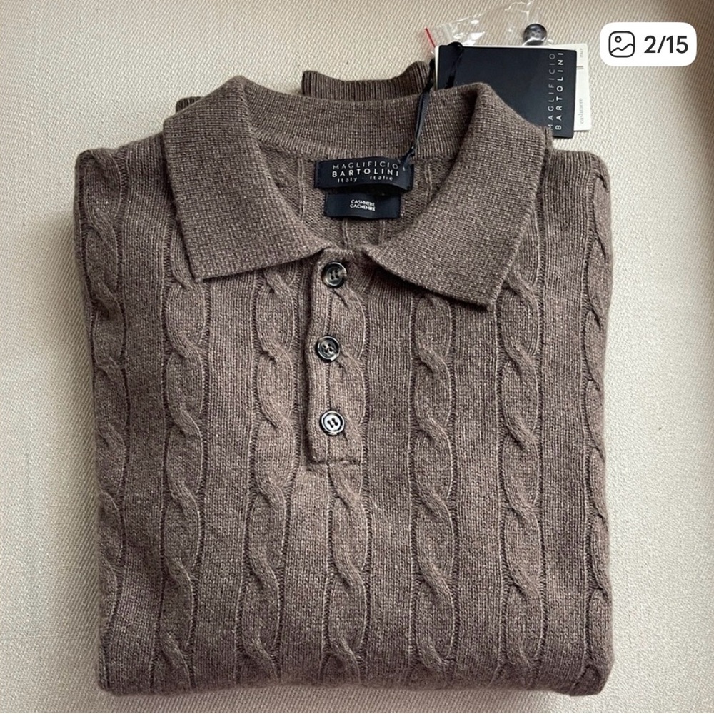 NWT Maglifiico Bartolini Cashmere Sweater, Mens, Size Large, beautiful mocha.